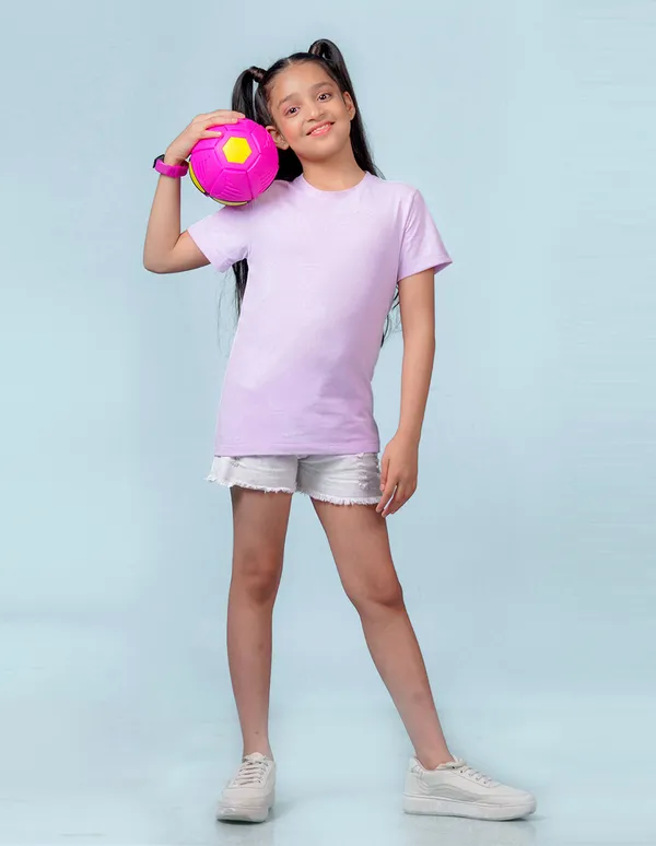 Lilac_Solid_Round_Neck_Half_Sleeves_T-Shirt_For_Girls