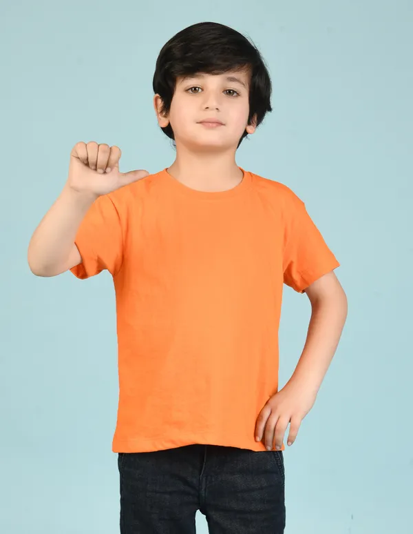 Orange_Solid_Round_Neck_Half_Sleeves_Oversized_T-Shirt_For_Boys