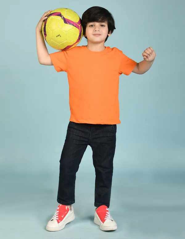 Orange_Solid_Round_Neck_Half_Sleeves_Oversized_T-Shirt_For_Boys