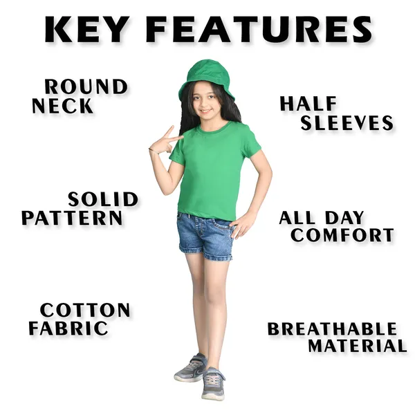 Green_Solid_Round_Neck_Half_Sleeves_T-Shirt_For_Girls