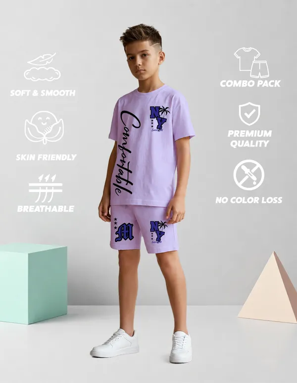Nusyl_Boys_Lilac_Comfortable_Text_Printed_Cotton_Blend_Relaxed_T_Shirts_And_Shorts_With_Side_Pockets_Oversized_Length_T_Shirts_And_Shorts_Knee_Length