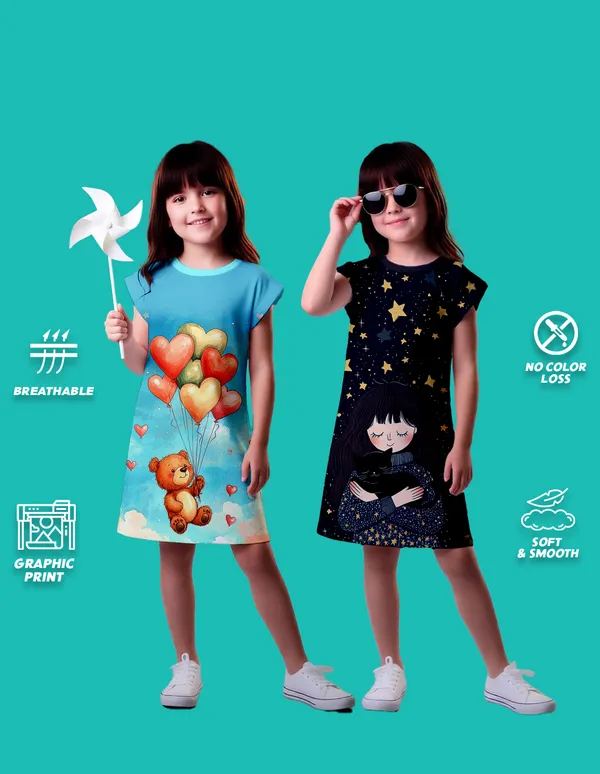 Nusyl_Girls_Black_&_Sky_Blue_Teddy_Printed_&_Girl_Printed_Dresses_Pack_Of_2_Soft_&_Comfortable_Dresses_Cozy_Summer_Wear_For_Kids_&_Teen_Girls