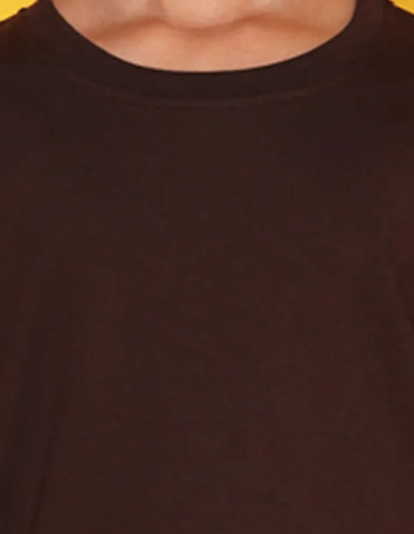 Brown_Solid_Round_Neck_Half_Sleeves_T-Shirt_For_Girls