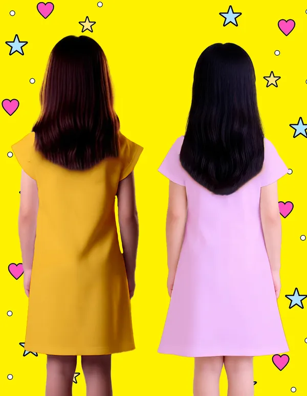 Nusyl_Girls_Lilac_&_Yellow_Teddy_Printed_&_Believe_In_Yourself_Text_Printed_Dresses_Pack_Of_2_Soft_&_Comfortable_Dresses_Cozy_Summer_Wear_For_Kids_&_Teen_Girls