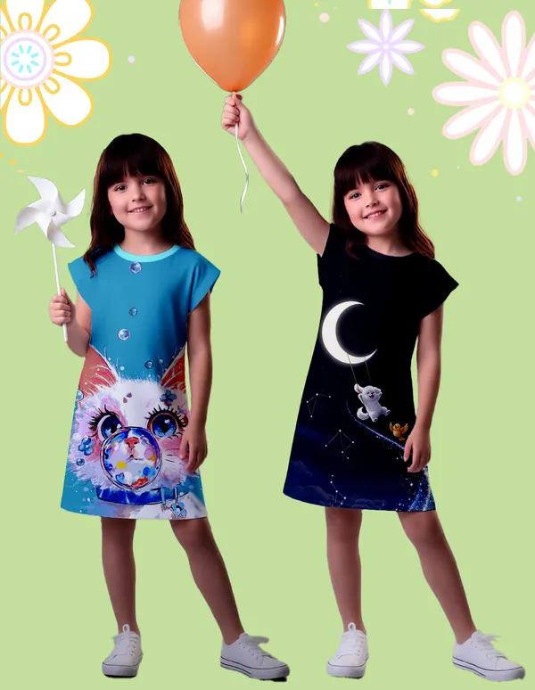 Nusyl_Girls_Sky_Blue_&_Black_Moon_Printed_&_Cat_Printed_Dresses_Pack_Of_2_Soft_&_Comfortable_Dresses_Cozy_Summer_Wear_For_Kids_&_Teen_Girls