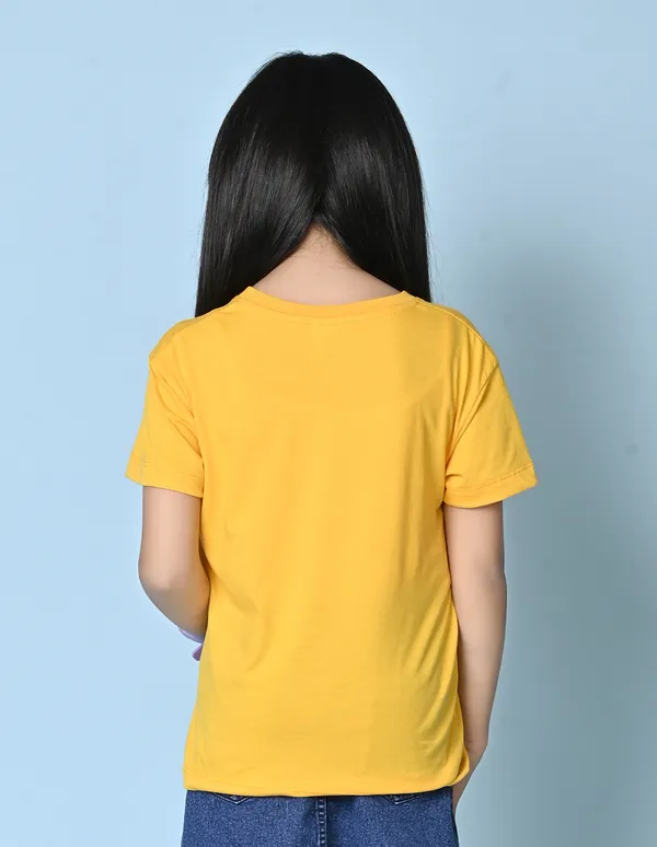 Yellow_Solid_Round_Neck_Half_Sleeves_Oversized_T-Shirt_For_Girls