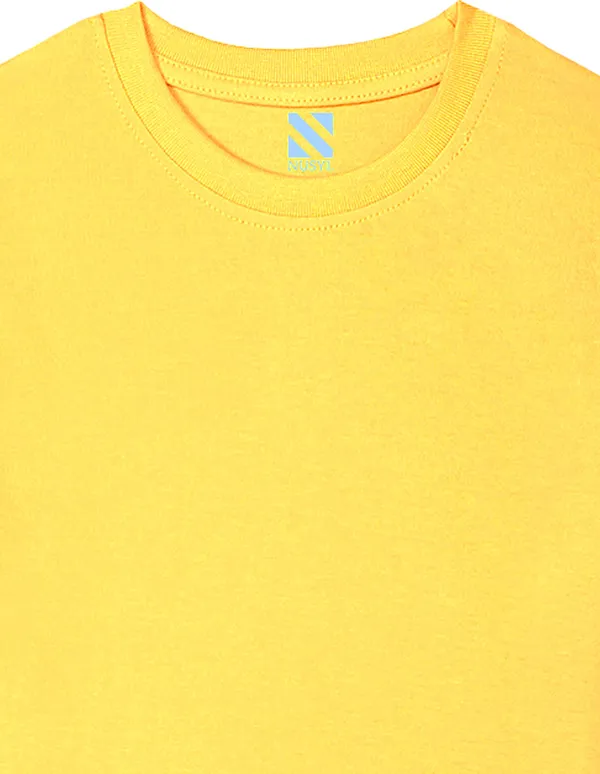 Yellow_Solid_Round_Neck_Half_Sleeves_Oversized_T-Shirt_For_Girls