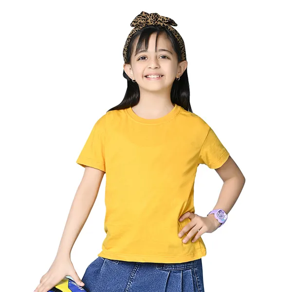 Yellow_Solid_Round_Neck_Half_Sleeves_Oversized_T-Shirt_For_Girls