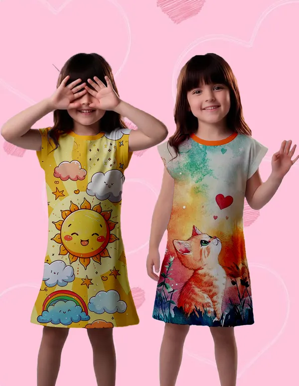 Nusyl_Girls_Hot_Pink_&_Sky_Blue_Teddy_Printed_&_Elephant_Printed_Dresses_Pack_Of_2_Soft_&_Comfortable_Dresses_Cozy_Summer_Wear_For_Kids_&_Teen_Girls