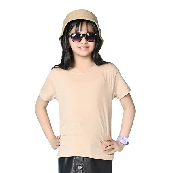 Beige_Solid_Round_Neck_Half_Sleeves_Oversized_T-Shirt_For_Girls