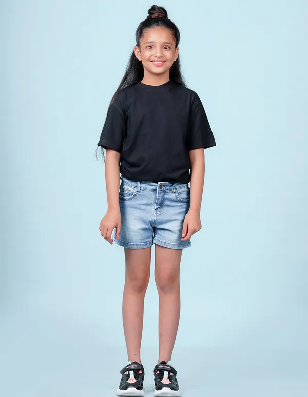 Brown_Solid_Round_Neck_Half_Sleeves_Oversized_T-Shirt_For_Girls