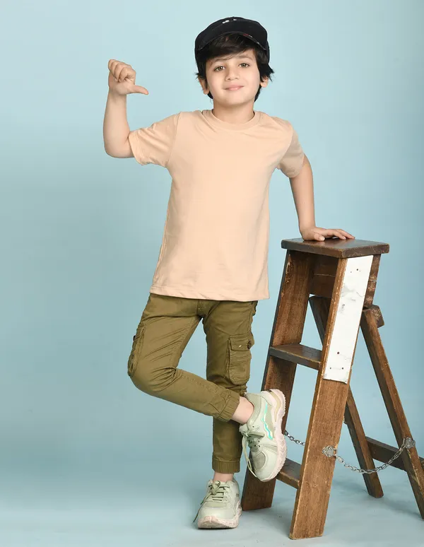 Beige_Solid_Round_Neck_Half_Sleeves_Oversized_T-Shirt_For_Boys