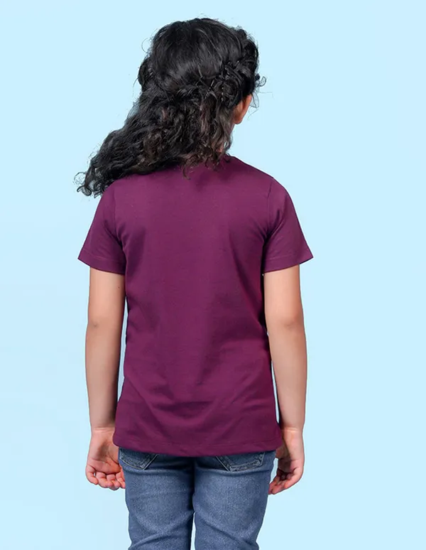 Wine_Solid_Round_Neck_Half_Sleeves_T-Shirt_For_Girls
