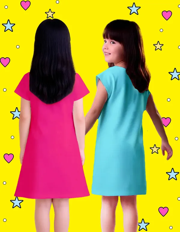 Nusyl_Girls_Sky_Blue_&_Hot_Pink_Bunny_Printed_&_Unicorn_Printed_Dresses_Pack_Of_2_Soft_&_Comfortable_Dresses_Cozy_Summer_Wear_For_Kids_&_Teen_Girls