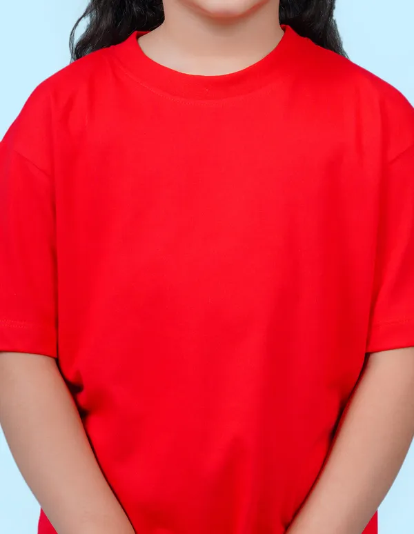 Red_Solid_Round_Neck_Half_Sleeves_Oversized_T-Shirt_For_Girls