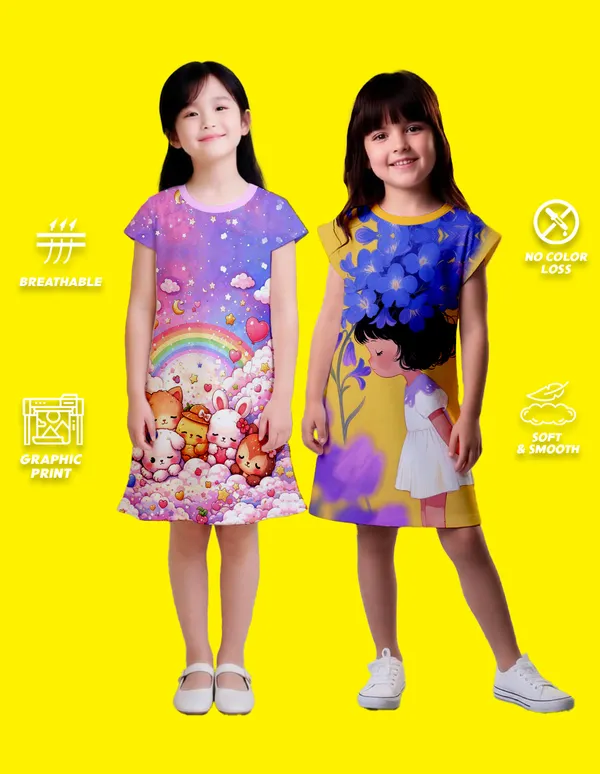 Nusyl_Girls_Lilac_&_Yellow_Girl_Printed_&_Teddy_Printed_Dresses_Pack_Of_2_Soft_&_Comfortable_Dresses_Cozy_Summer_Wear_For_Kids_&_Teen_Girls
