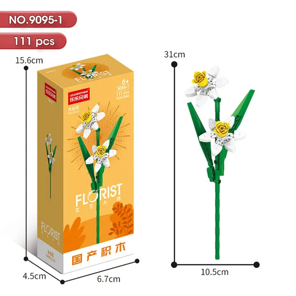 DIY_White_Daffodil_Flower_Building_Block_Set_–_111_Pieces