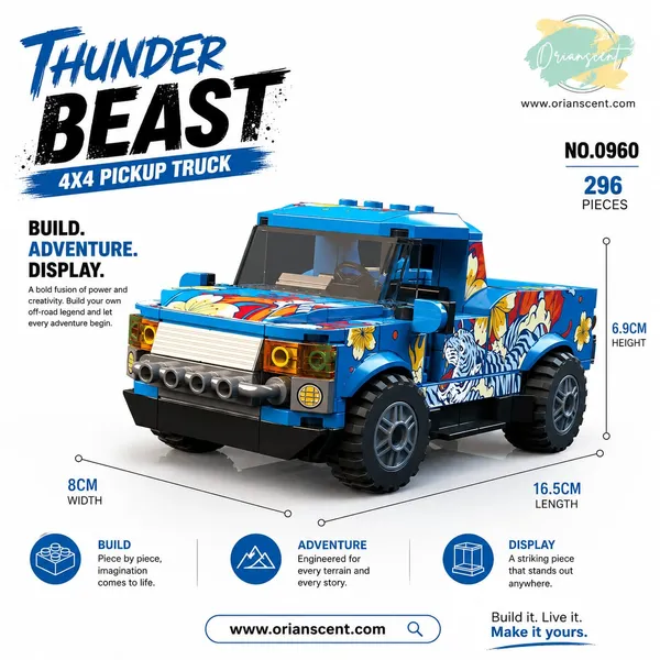 Thunder_Beast_4x4_Pickup_Truck_Building_Blocks_Set_–_296_Pieces