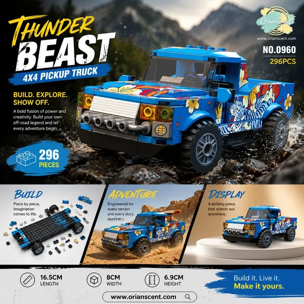 Thunder_Beast_4x4_Pickup_Truck_Building_Blocks_Set_–_296_Pieces
