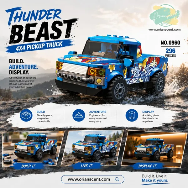 Thunder_Beast_4x4_Pickup_Truck_Building_Blocks_Set_–_296_Pieces