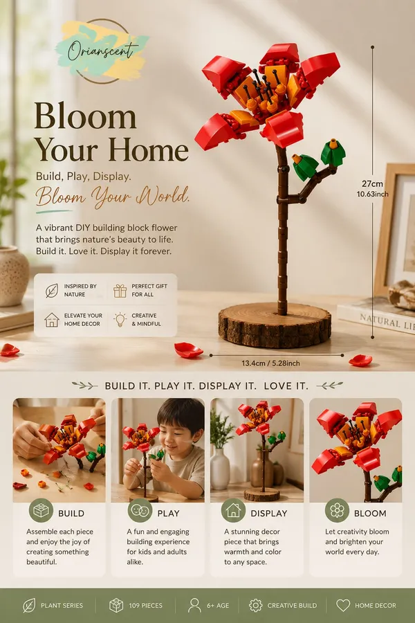 DIY_Red_Camellia_Flower_Building_Block_Set_–_109_Pieces