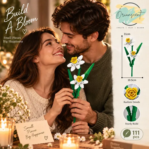 DIY_White_Daffodil_Flower_Building_Block_Set_–_111_Pieces