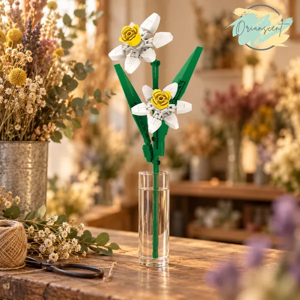 DIY_White_Daffodil_Flower_Building_Block_Set_–_111_Pieces
