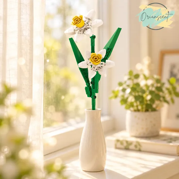 DIY_White_Daffodil_Flower_Building_Block_Set_–_111_Pieces