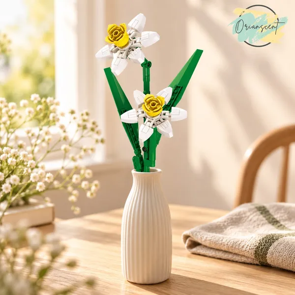 DIY_White_Daffodil_Flower_Building_Block_Set_–_111_Pieces