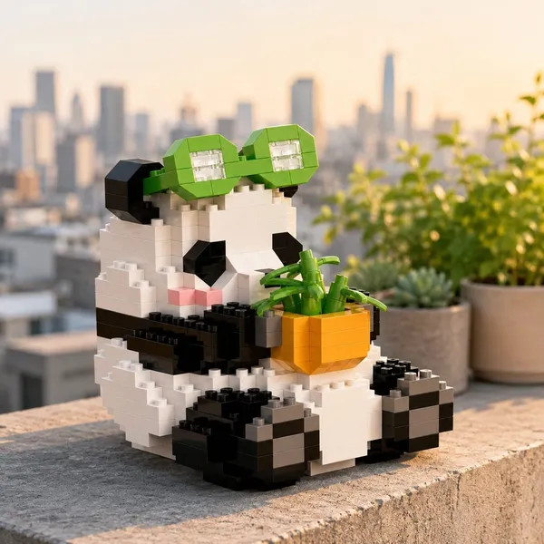 New_Playing_Panda_Building_Block_Toys_-_With_Planter