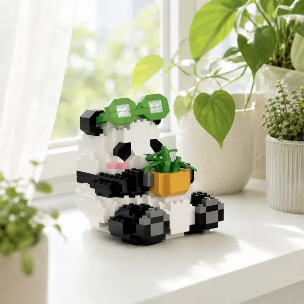 New_Playing_Panda_Building_Block_Toys_-_With_Planter
