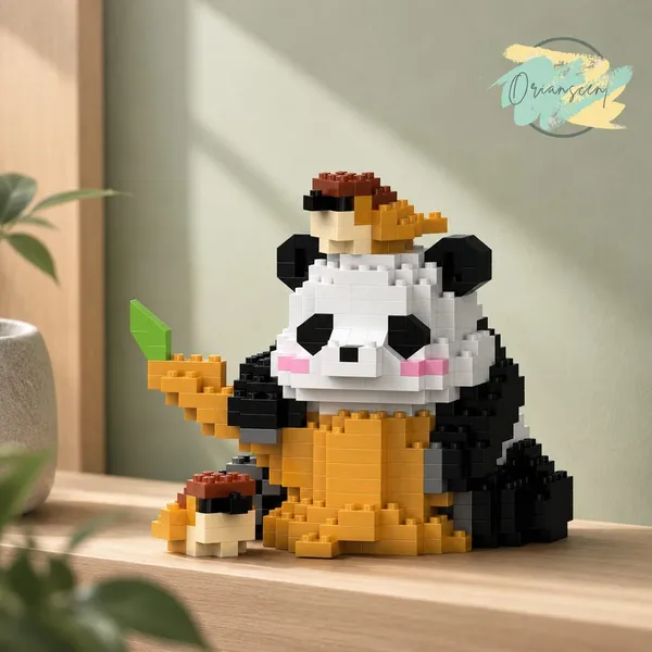 New_Playing_Panda_Building_Block_Toys_-_With_Bird