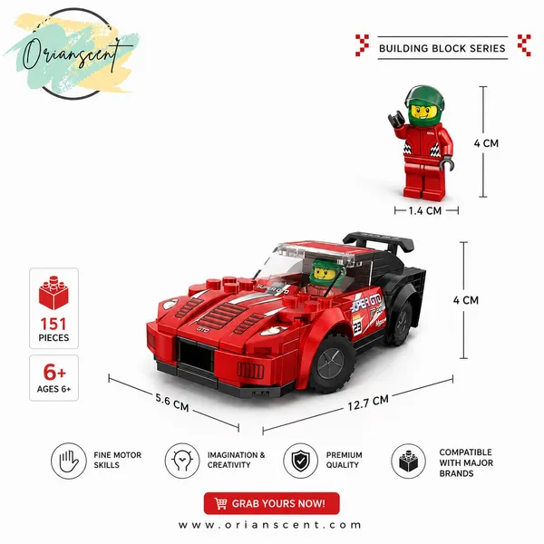 Jumbo_Red_GT_Racing_Car_Building_Blocks_Set_(151_Pieces)