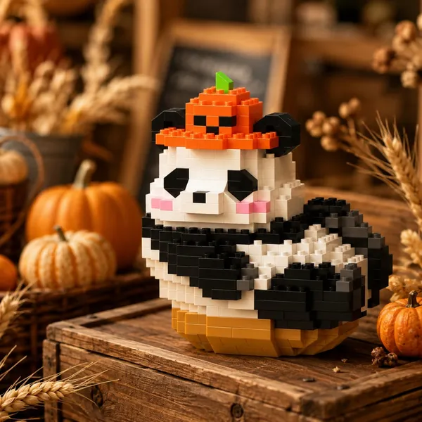 New_Playing_Panda_Building_Block_Toys_-_Pumpkin_Hat