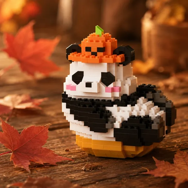 New_Playing_Panda_Building_Block_Toys_-_Pumpkin_Hat