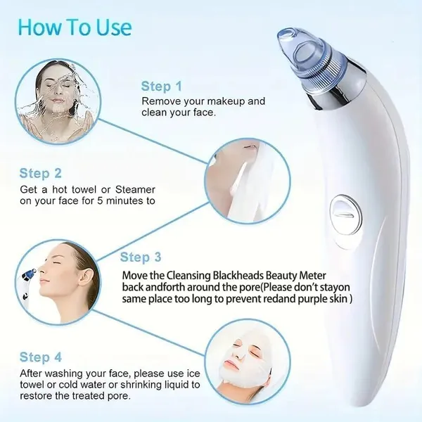 White_Plastic_4_In_1_Blackhead_Remover_Vacuum_Usb_Rechargeable_For_Skin_Care