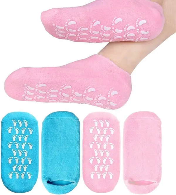 Pink_Silicone_Reusable_Spa_Gel_Socks_1_Pair_For_Women_Men_Heel_Care