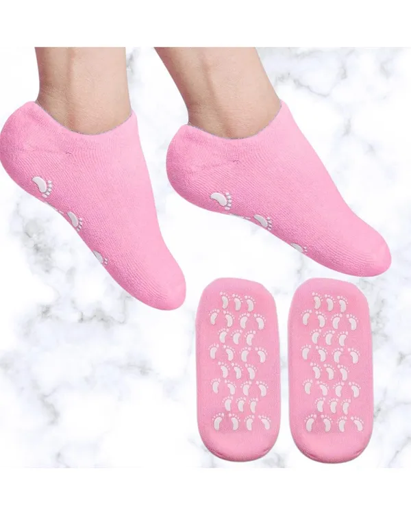Pink_Silicone_Reusable_Spa_Gel_Socks_1_Pair_For_Women_Men_Heel_Care