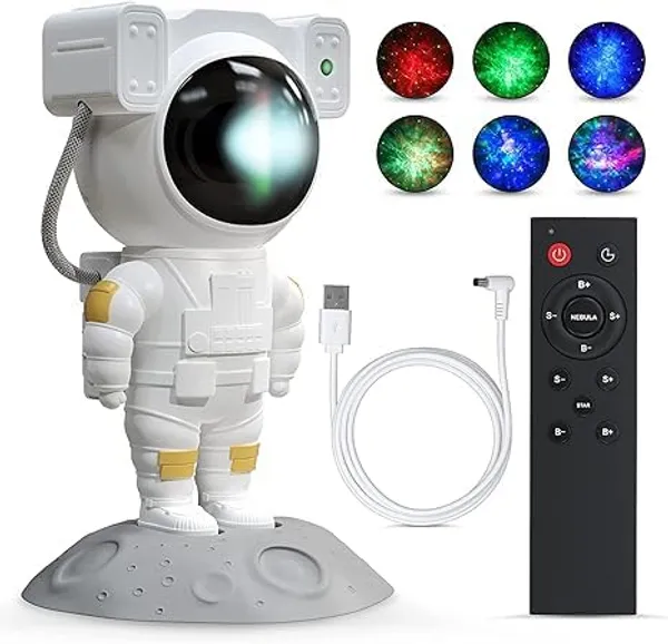 White_Plastic_Astronaut_Gala_Projector_Night_Light_With_Timer_Remote_For_Home_Decor