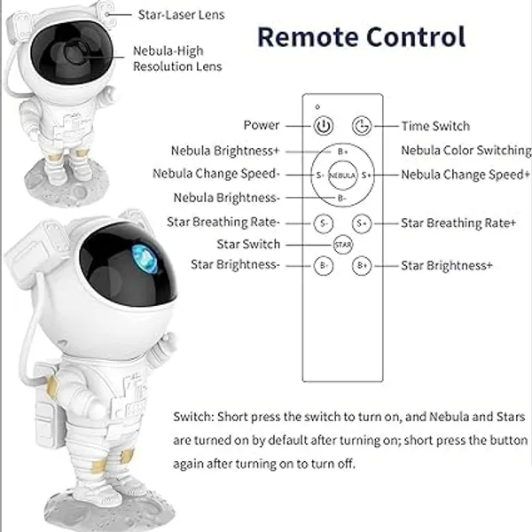 White_Plastic_Astronaut_Gala_Projector_Night_Light_With_Timer_Remote_For_Home_Decor