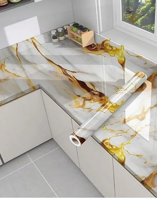 White_Golden_Vinyl_Self_Adhesive_Marble_Wallpaper_60_X_200_Cm_Waterproof_For_Kitchen_Countertop