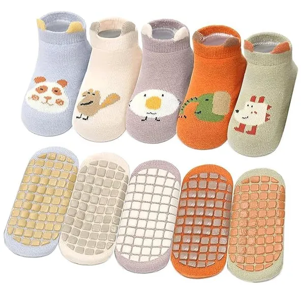 Multicolor_Cotton_Baby_Grip_Socks_5_Pairs_Set_For_Kids_1_To_3_Years