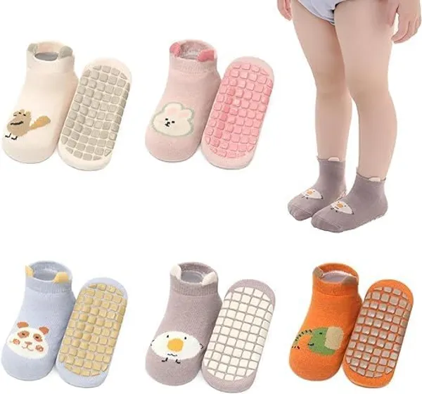 Multicolor_Cotton_Baby_Grip_Socks_5_Pairs_Set_For_Kids_1_To_3_Years