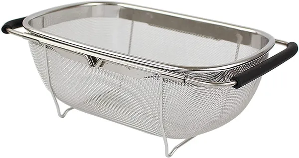 Silver_Stainless_Steel_Oval_Colander_Strainer_With_Extendable_Handles_For_Vegetables_Fruits