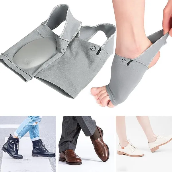 Grey_Elastic_Compression_Foot_Arch_Support_Sleeve_Pair_For_Flat_Feet_Heel_Pain