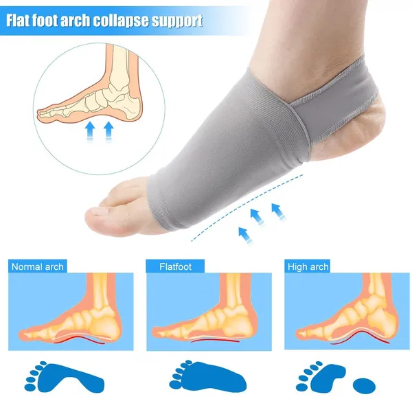 Grey_Elastic_Compression_Foot_Arch_Support_Sleeve_Pair_For_Flat_Feet_Heel_Pain