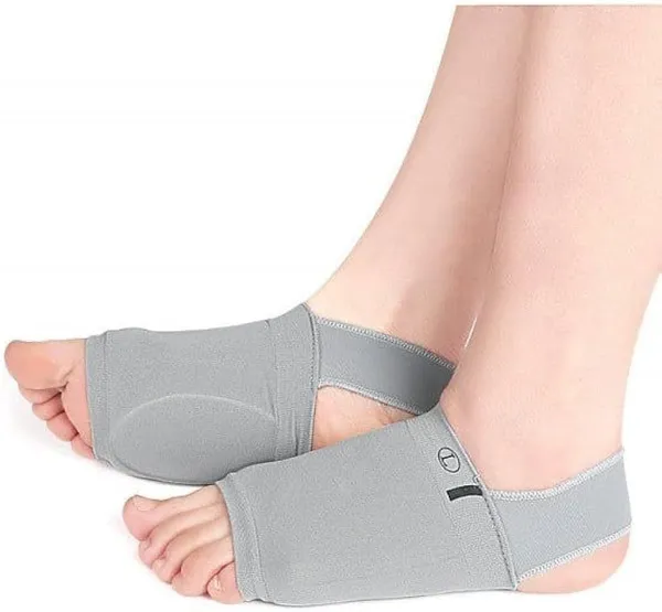 Grey_Elastic_Compression_Foot_Arch_Support_Sleeve_Pair_For_Flat_Feet_Heel_Pain