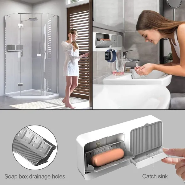 Grey_Plastic_Wall_Mounted_Double_Bar_Soap_Dish_With_Lid_Drainage_Pack_Of_1_For_Bathroom