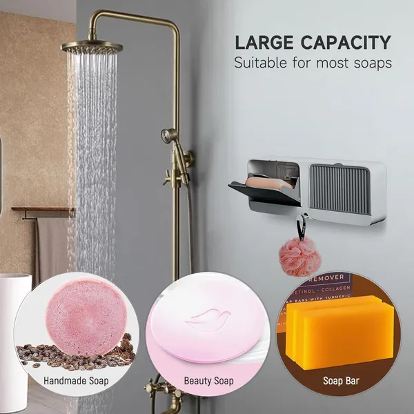 Grey_Plastic_Wall_Mounted_Double_Bar_Soap_Dish_With_Lid_Drainage_Pack_Of_1_For_Bathroom