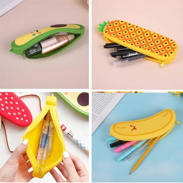 Multicolor_Silicone_Fruit_Shape_Pencil_Case_With_Zipper_For_Kids_School_Travel